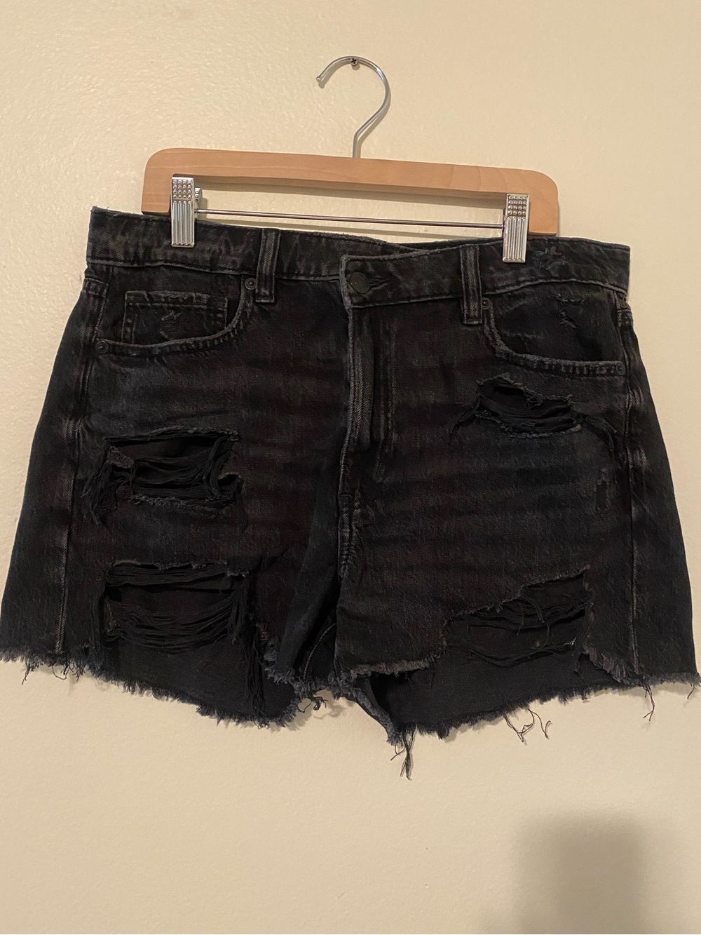 American Eagle Outfitters Black Distressed Jean Shorts